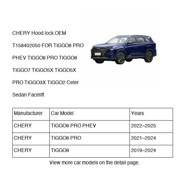 CHERY Hood lock OEM T158402050 FOR TIGGO8 TIGGO7 TIGGO5X TIGGO3X TIGGO2 Celer T158402050-CHERY_OEM