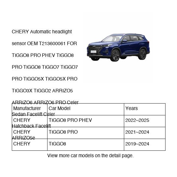 CHERY Automatic headlight sensor OEM T213600061 FOR TIGGO8 TIGGO7 TIGGO5X TIGGO3X TIGGO2 ARRIZO5 ARRIZO6 Celer ARRIZO5e T213600061-CHERY_OEM