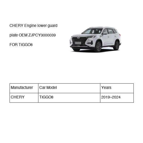 CHERY Engine lower guard plate OEM ZJPCY3000039 FOR TIGGO8 ZJPCY3000039-CHERY_OEM
