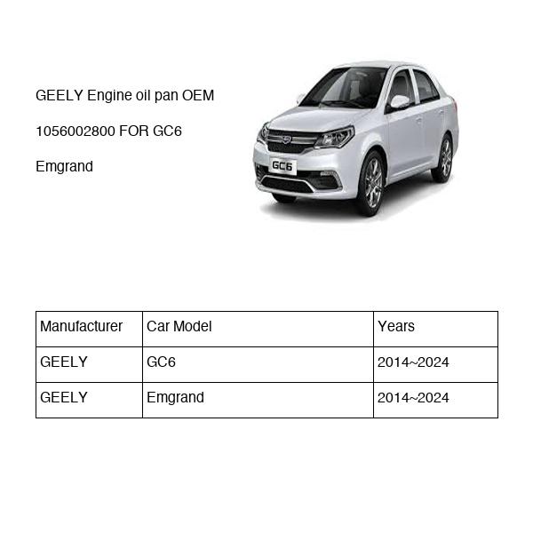 GEELY Engine oil pan OEM 1056002800 FOR GC6 Emgrand 1056002800-GEELY_OEM