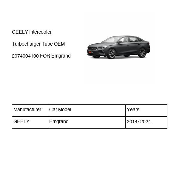 GEELY Intercooler Turbocharger Tube OEM 2074004100 FOR Emgrand 2074004100-GEELY_OEM