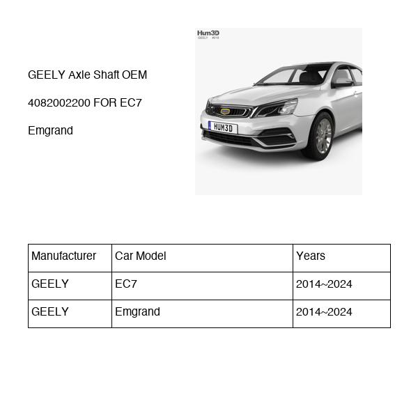 GEELY Axle Shaft OEM 4082002200 FOR EC7 Emgrand 4082002200-GEELY_OEM