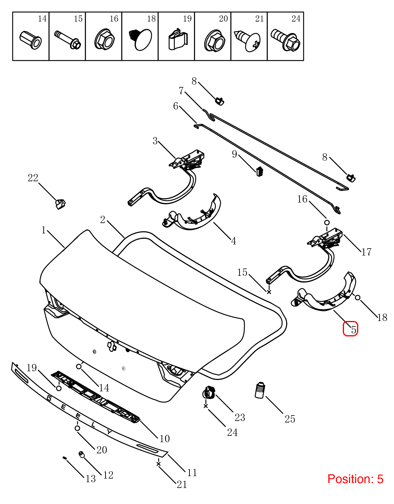 GEELY Tailgate hinge trim panel OEM 5060021700742 FOR Binrui 5060021700742-GEELY_OEM