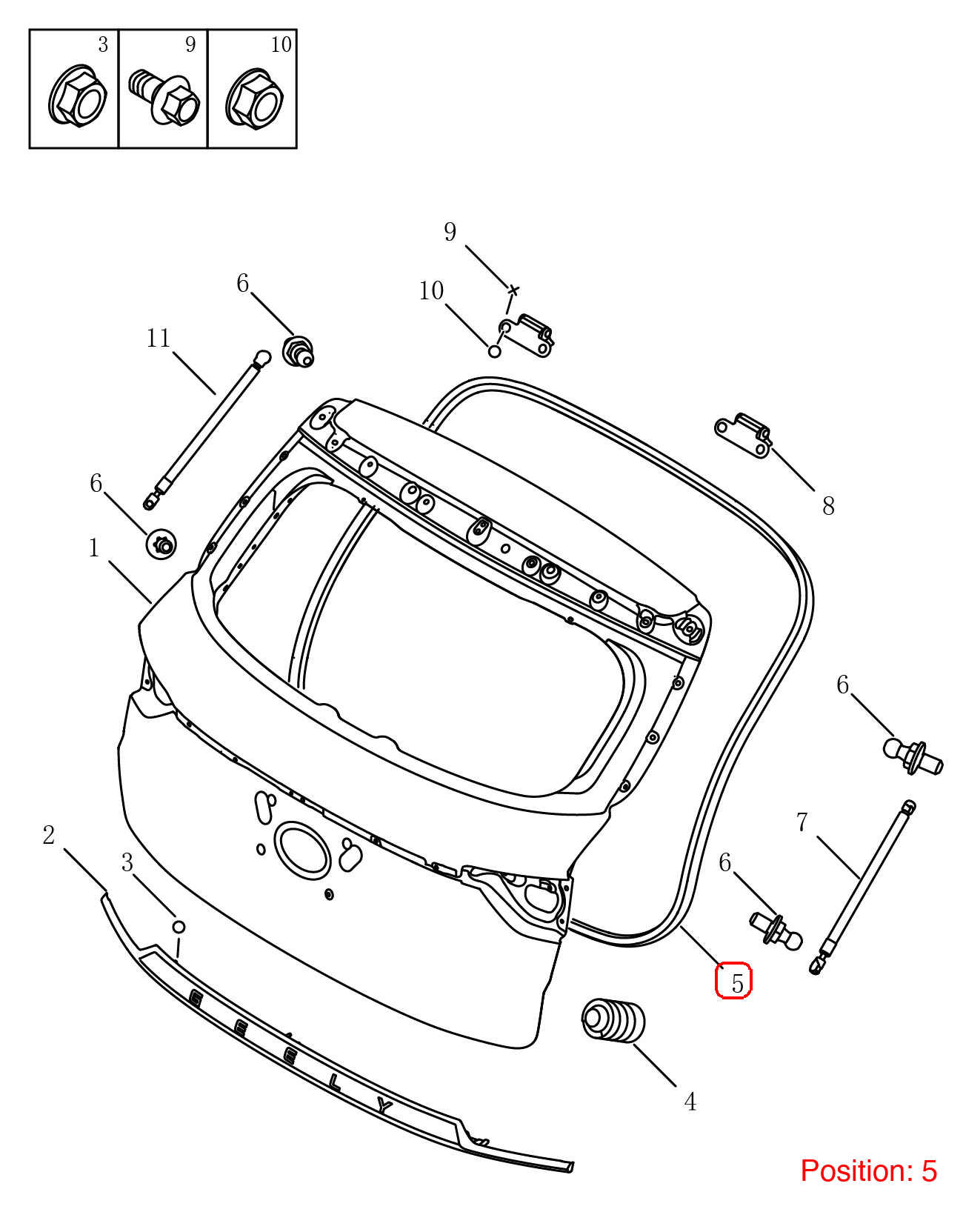 GEELY Tailgate rubber strip OEM 5062021400 FOR Coolray 5062021400-GEELY_OEM
