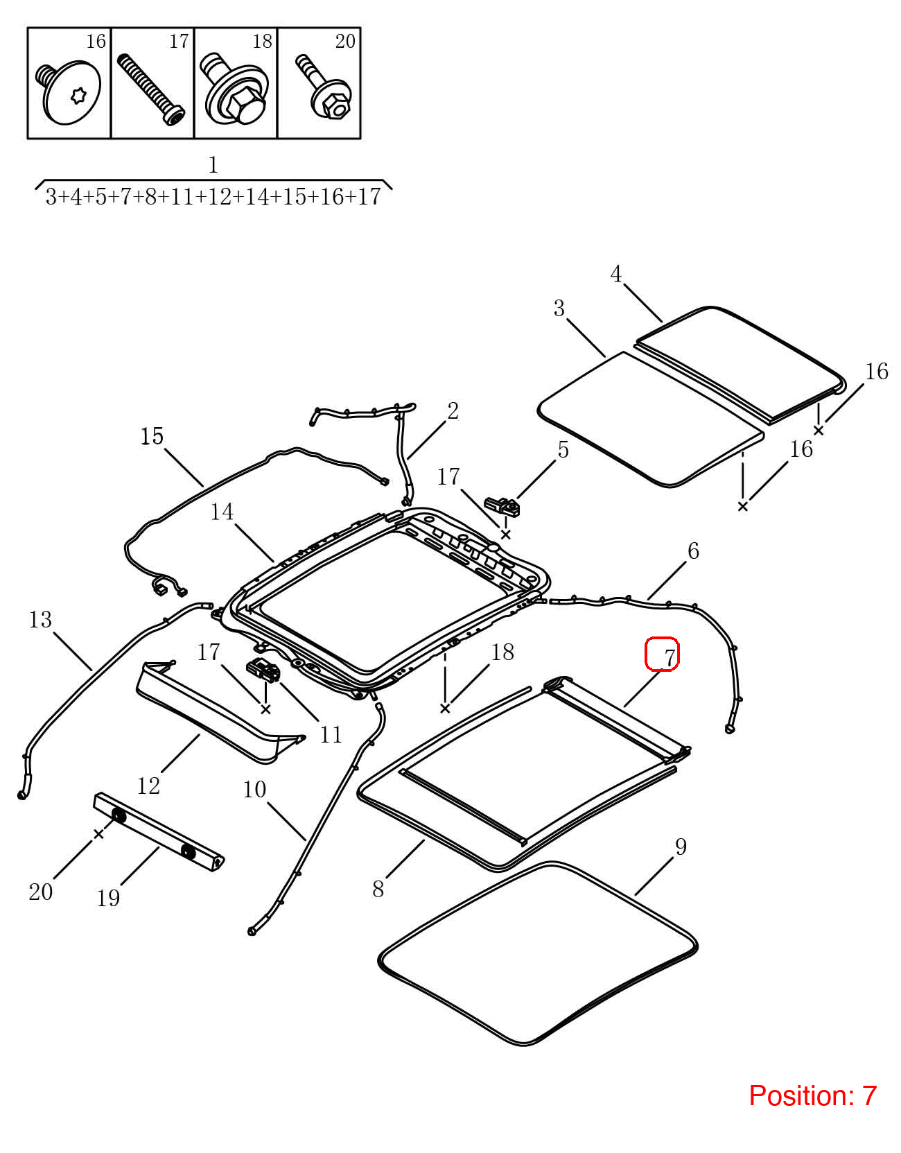 GEELY Sunroof sunshade OEM 5072066000725 FOR Tugella 5072066000725-GEELY_OEM