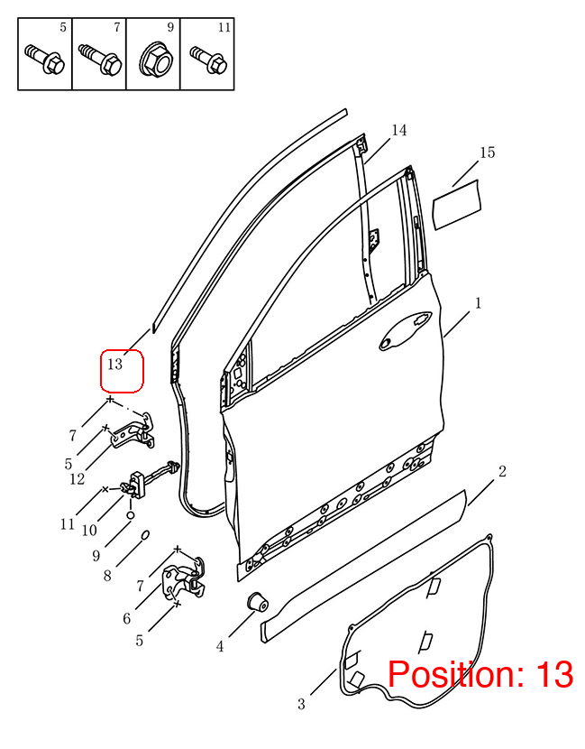 GEELY Door glass upper trim strip OEM 5075037300 FOR Coolray 5075037300-GEELY_OEM