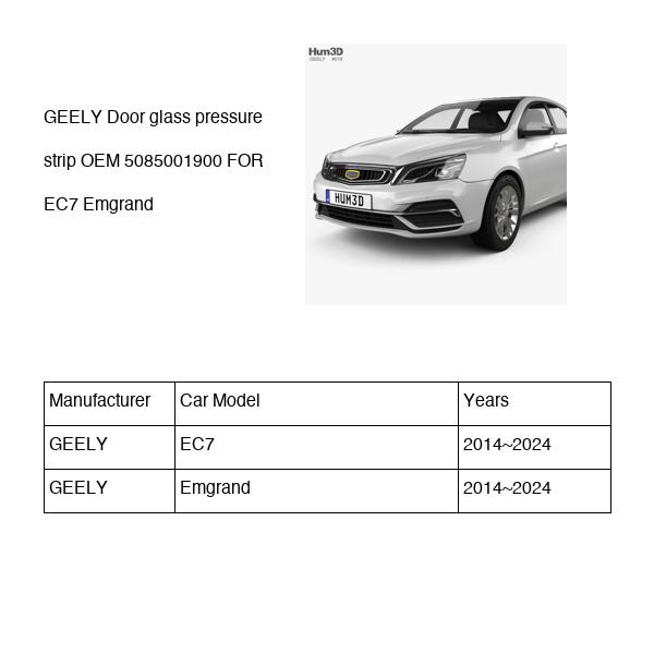 GEELY Door glass pressure strip OEM 5085001900 FOR EC7 Emgrand 5085001900-GEELY_OEM