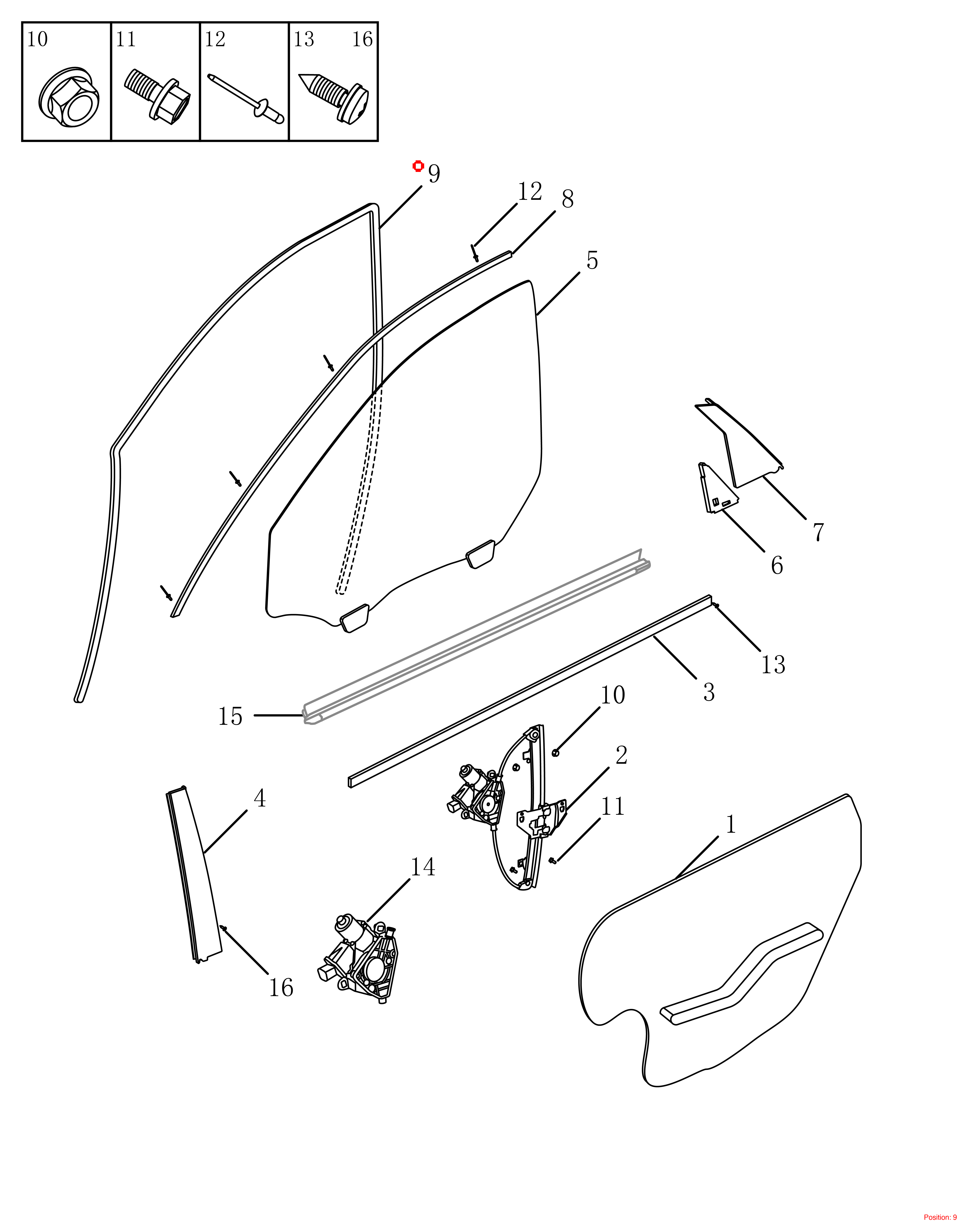 GEELY Door glass lift rubber strip OEM 5085007300 FOR Emgrand 5085007300-GEELY_OEM