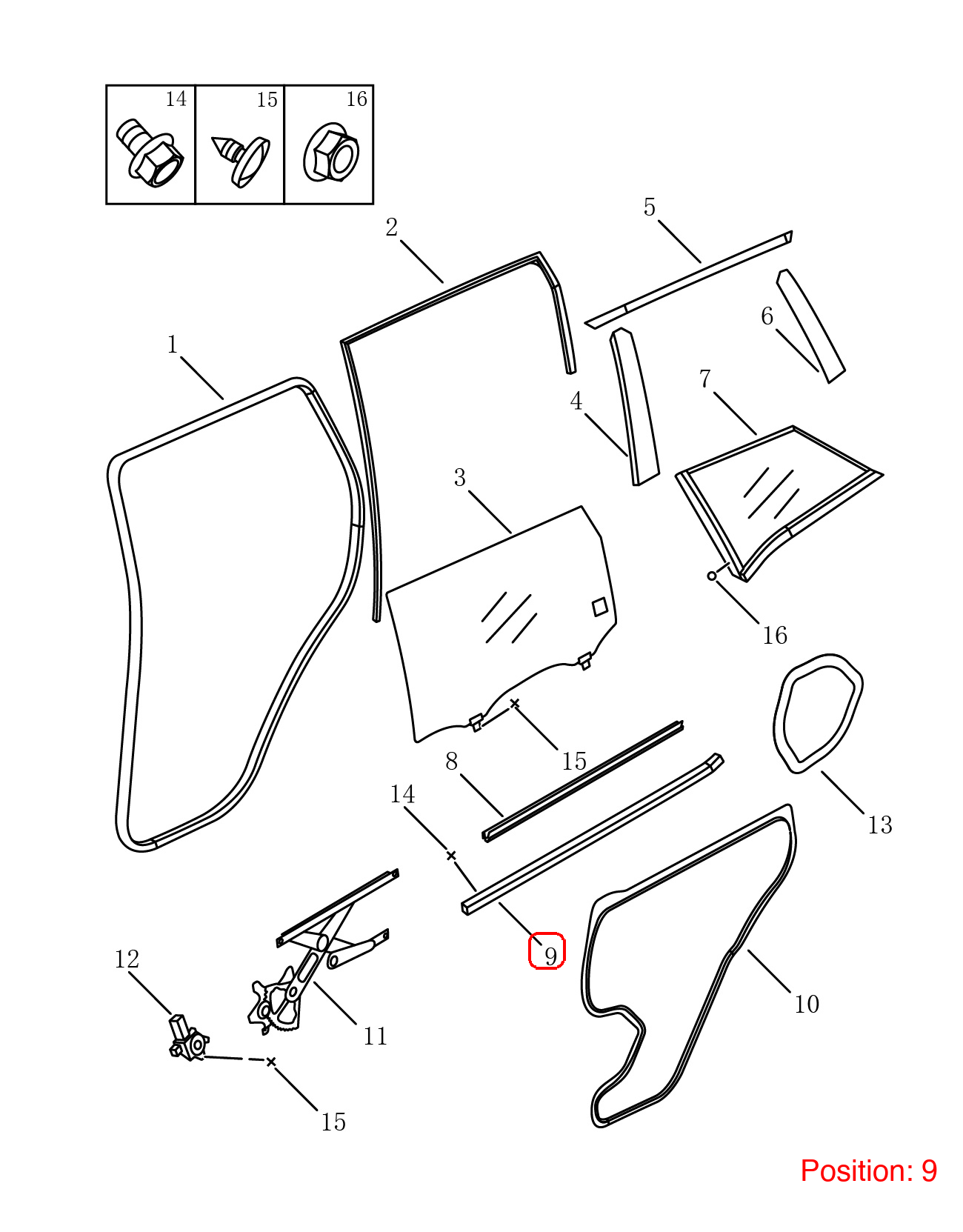 GEELY Door glass pressure strip OEM 5085016600 FOR Emgrand 5085016600-GEELY_OEM