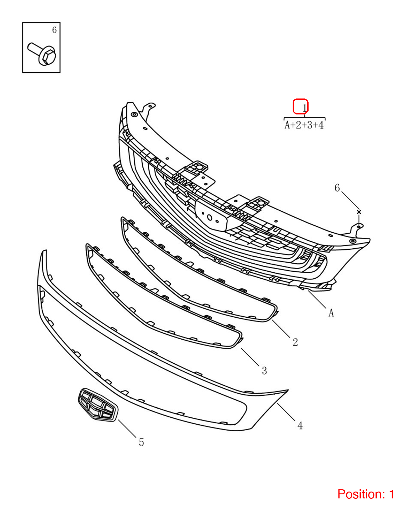 GEELY Front grille OEM 6013024300 FOR Binrui 6013024300-GEELY_OEM