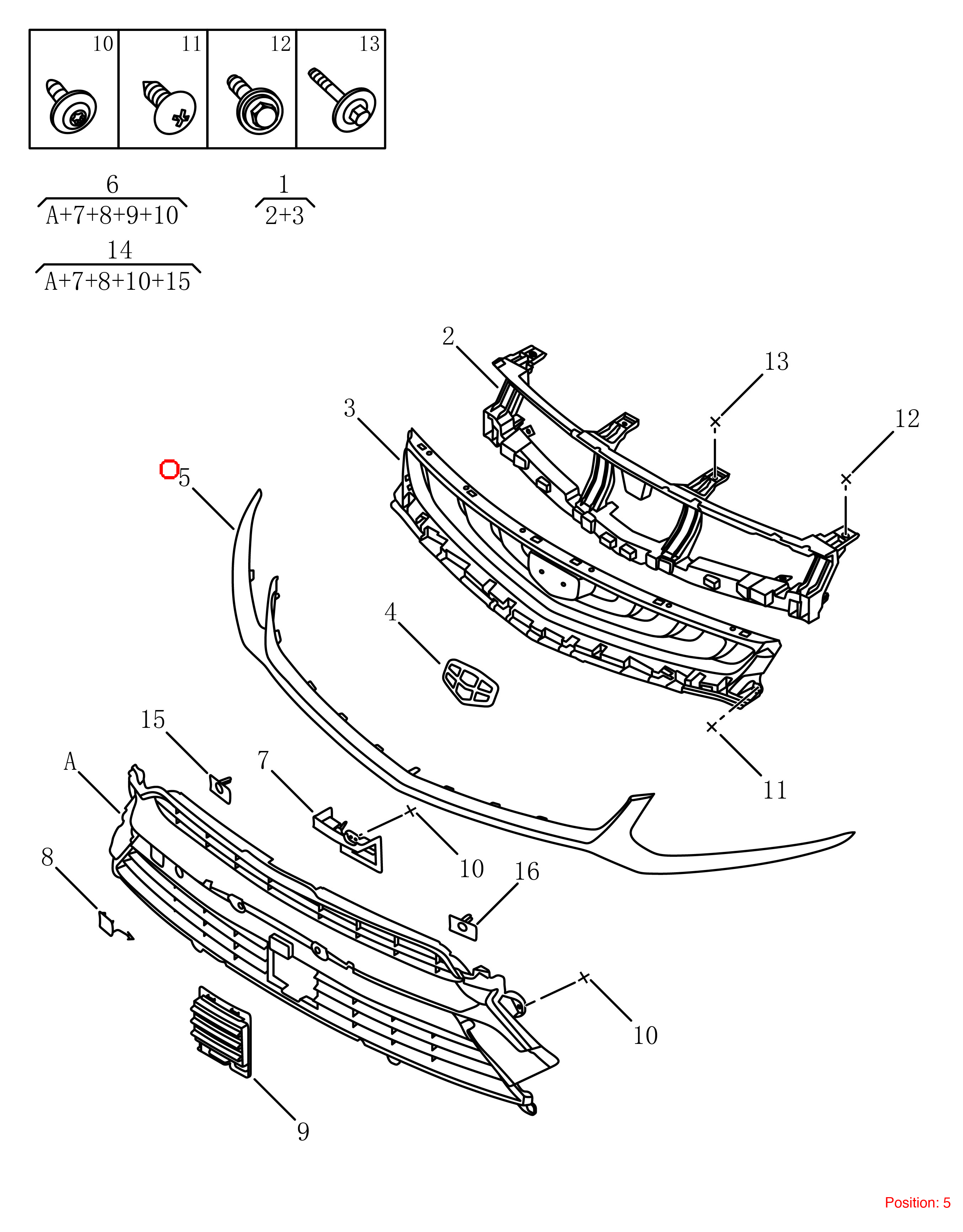 GEELY Front grille trim OEM 6013031800 FOR Tugella 6013031800-GEELY_OEM
