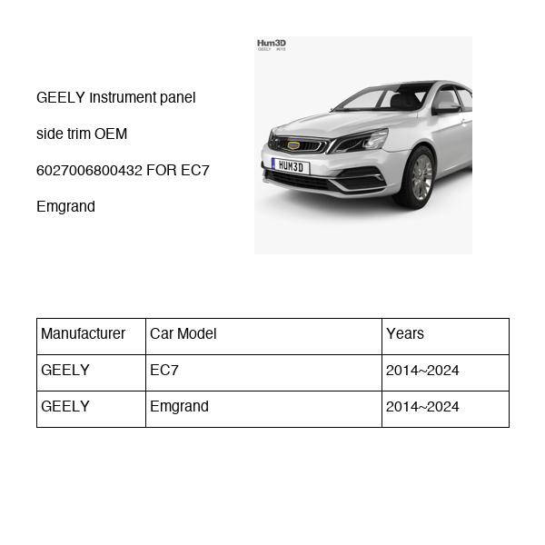 GEELY Instrument panel side trim OEM 6027006800432 FOR EC7 Emgrand 6027006800432-GEELY_OEM