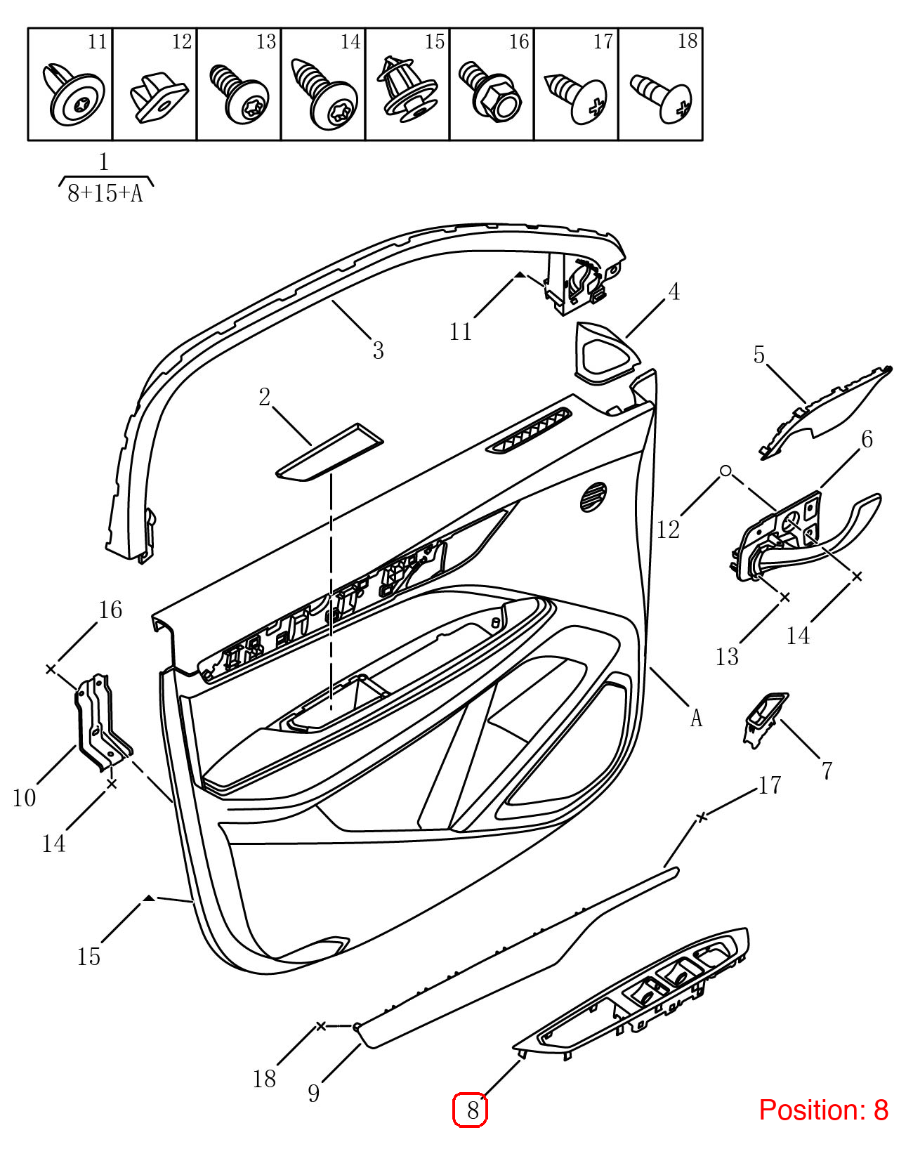 GEELY Door glass switch trim panel OEM 6047102700668 FOR Tugella 6047102700668-GEELY_OEM