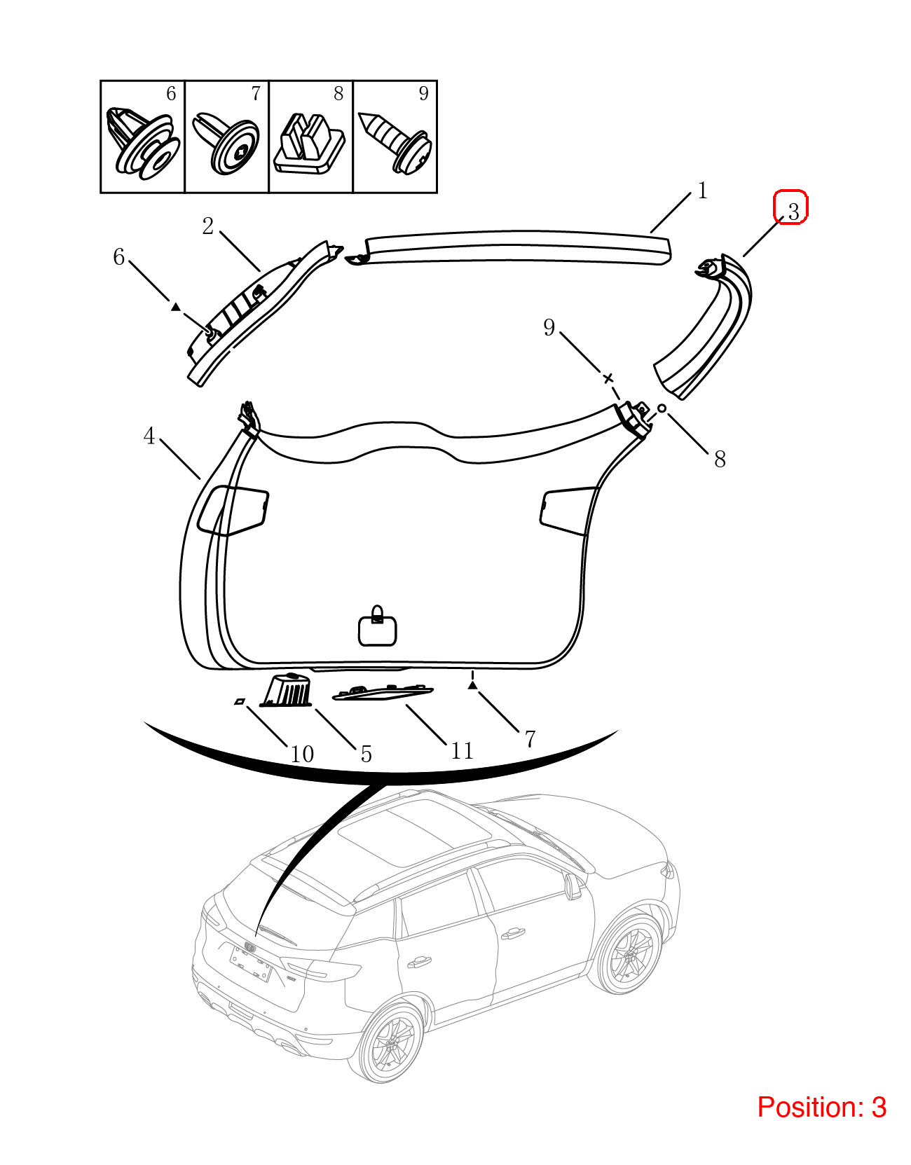GEELY Tailgate trim panel OEM 6053001200742 FOR Emgrand 6053001200742-GEELY_OEM