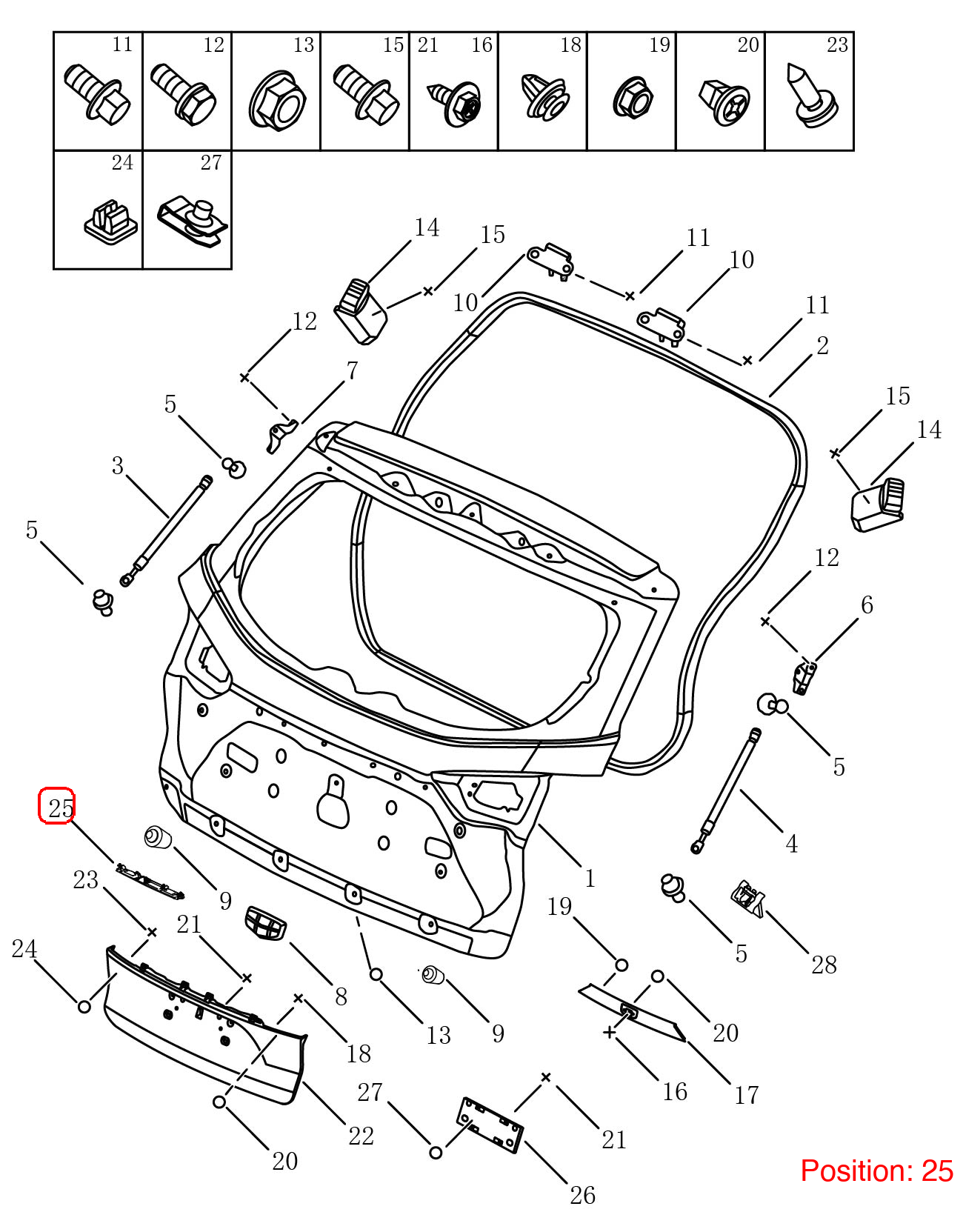 GEELY Tailgate trim panel OEM 6070003200661 FOR Emgrand 6070003200661-GEELY_OEM