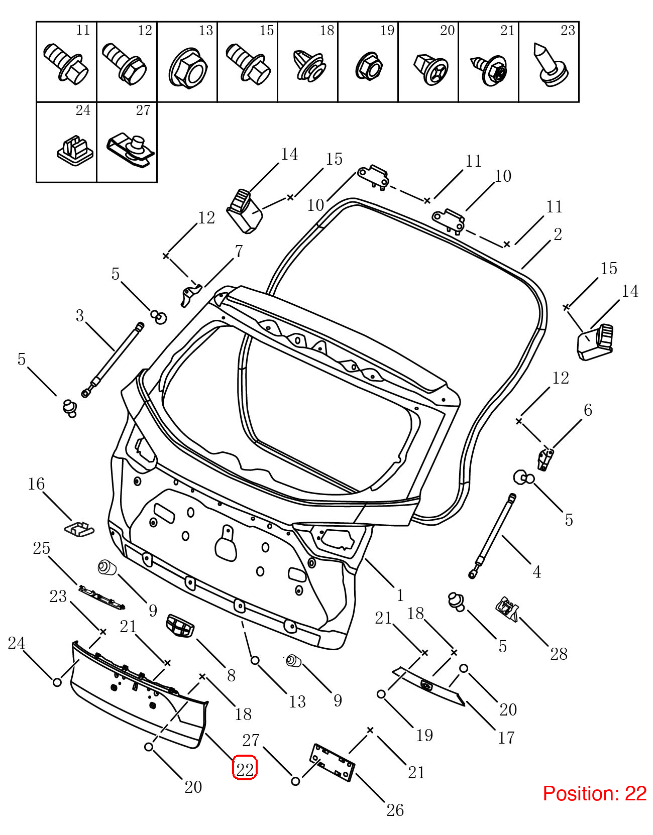 GEELY Tailgate trim panel OEM 6070003300 FOR Emgrand 6070003300-GEELY_OEM