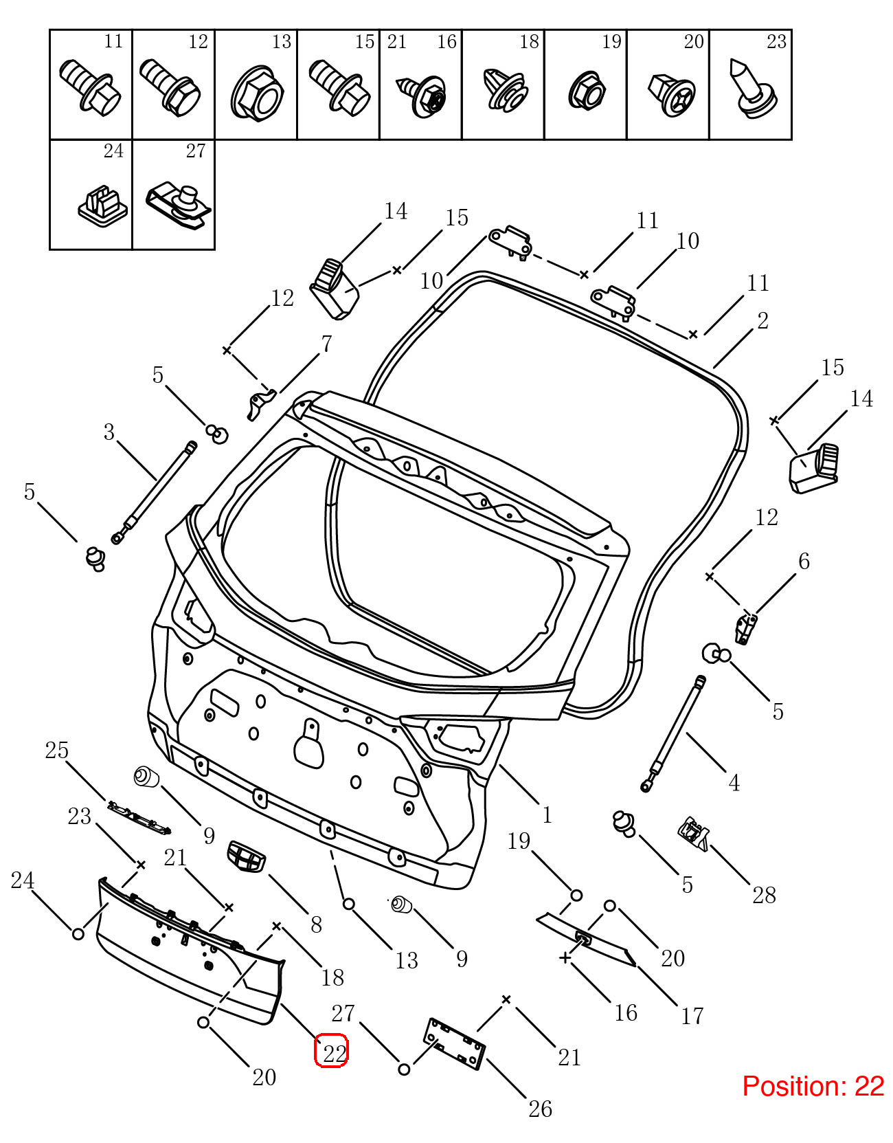 GEELY Tailgate trim panel OEM 6073006400 FOR Emgrand 6073006400-GEELY_OEM