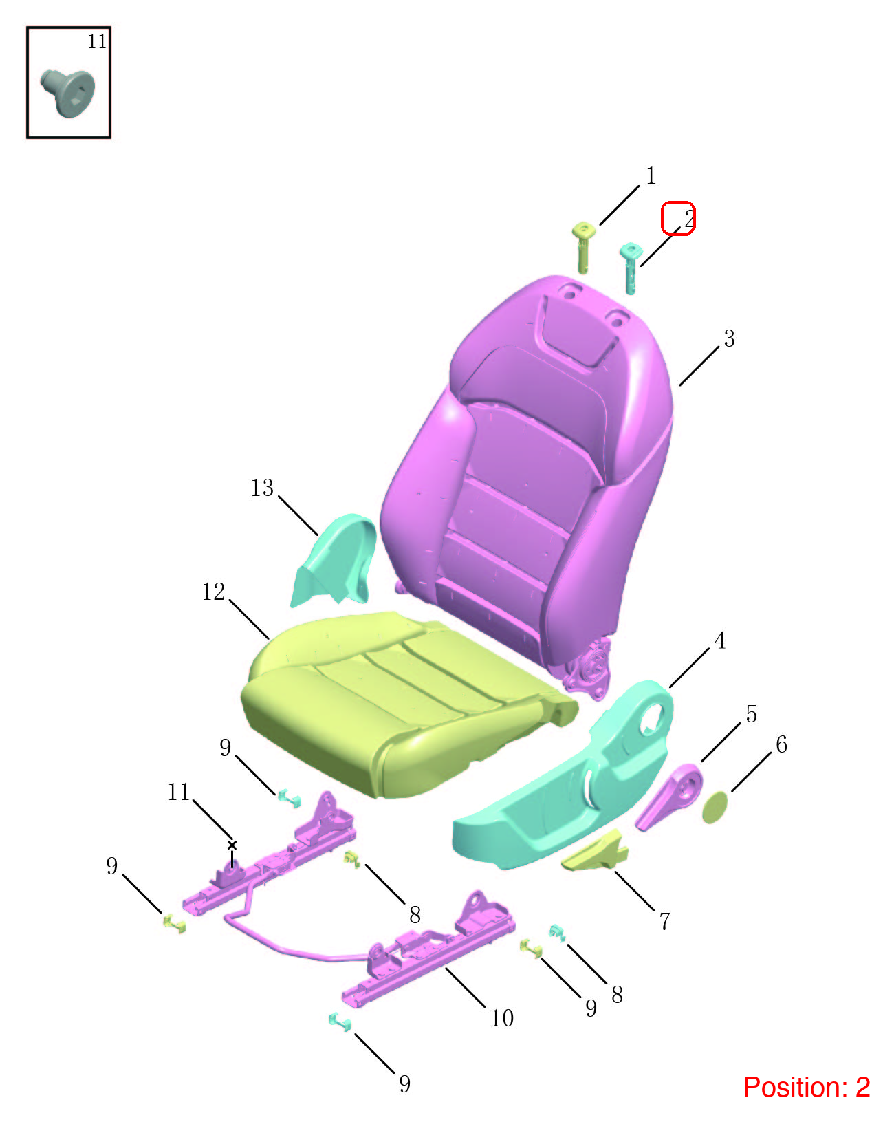 GEELY Seat headrest guide sleeve OEM 6077646000742 FOR Binrui 6077646000742-GEELY_OEM