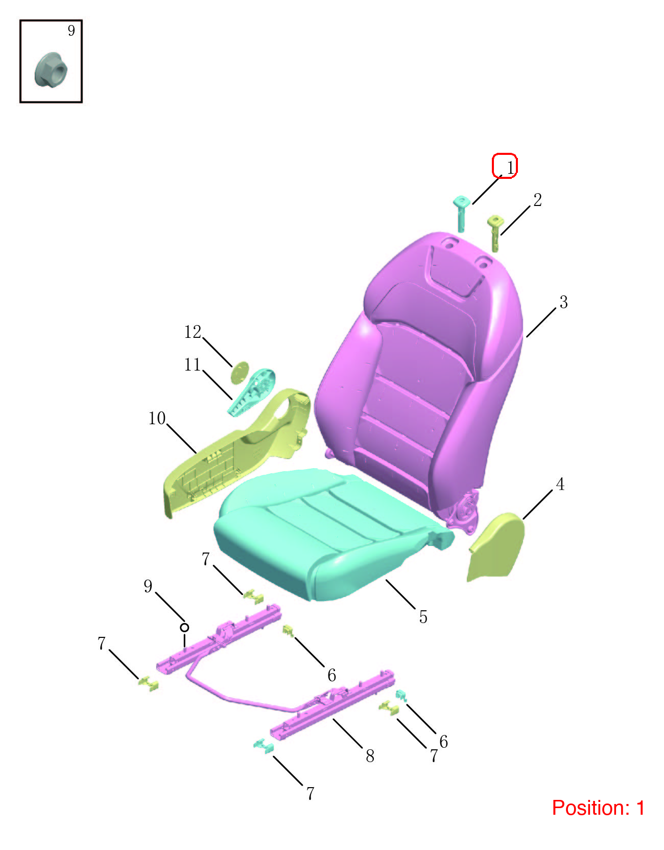 GEELY Seat headrest guide sleeve OEM 6077646100724 FOR Binrui 6077646100724-GEELY_OEM