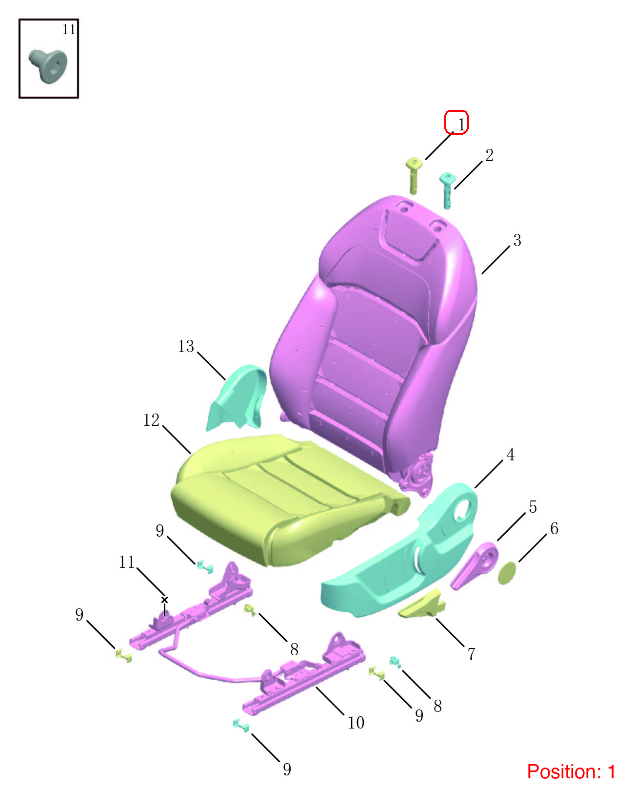 GEELY Seat headrest guide sleeve OEM 6077646200742 FOR Binrui 6077646200742-GEELY_OEM