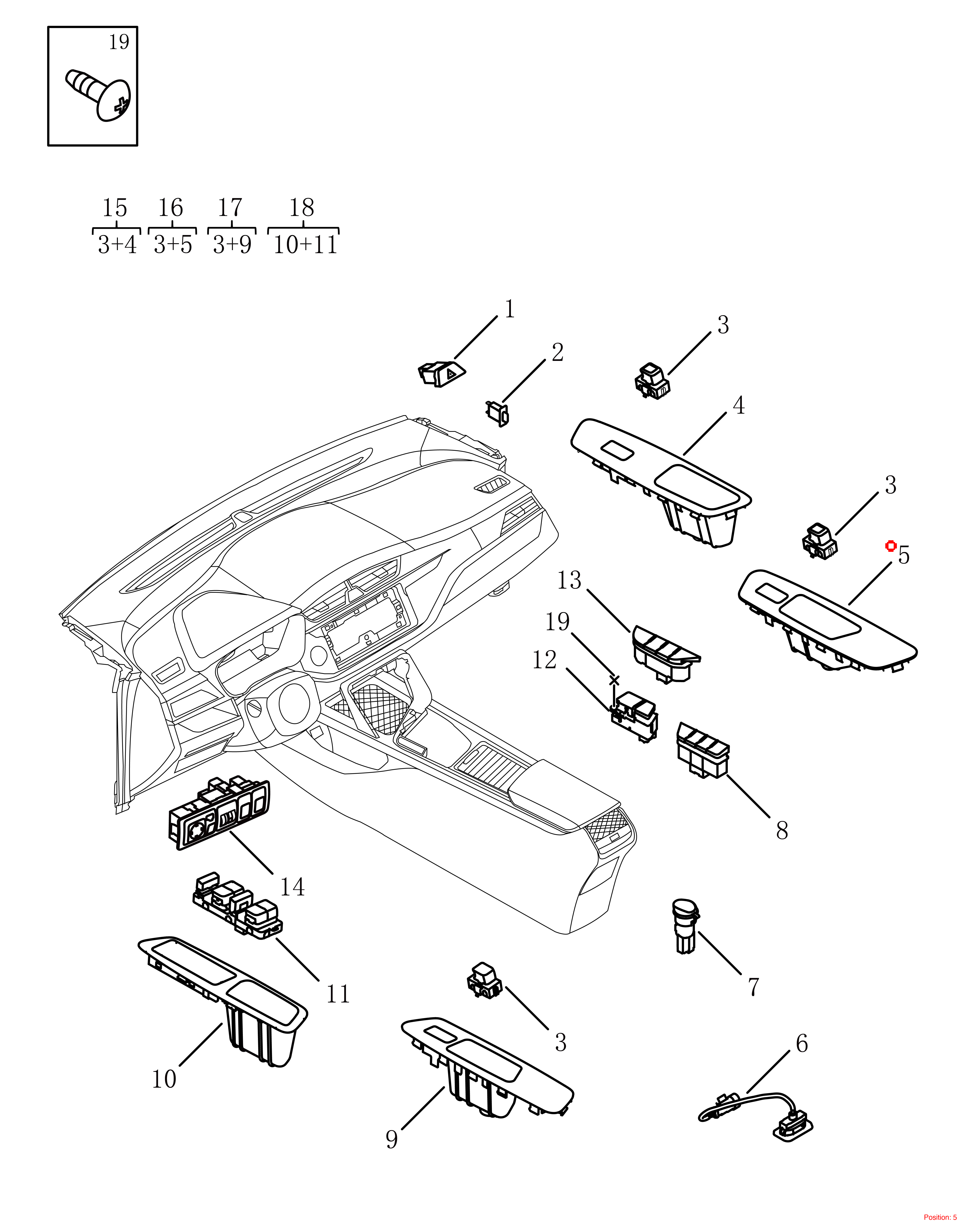 GEELY Door glass switch trim panel OEM 7045071400742 FOR Binrui 7045071400742-GEELY_OEM