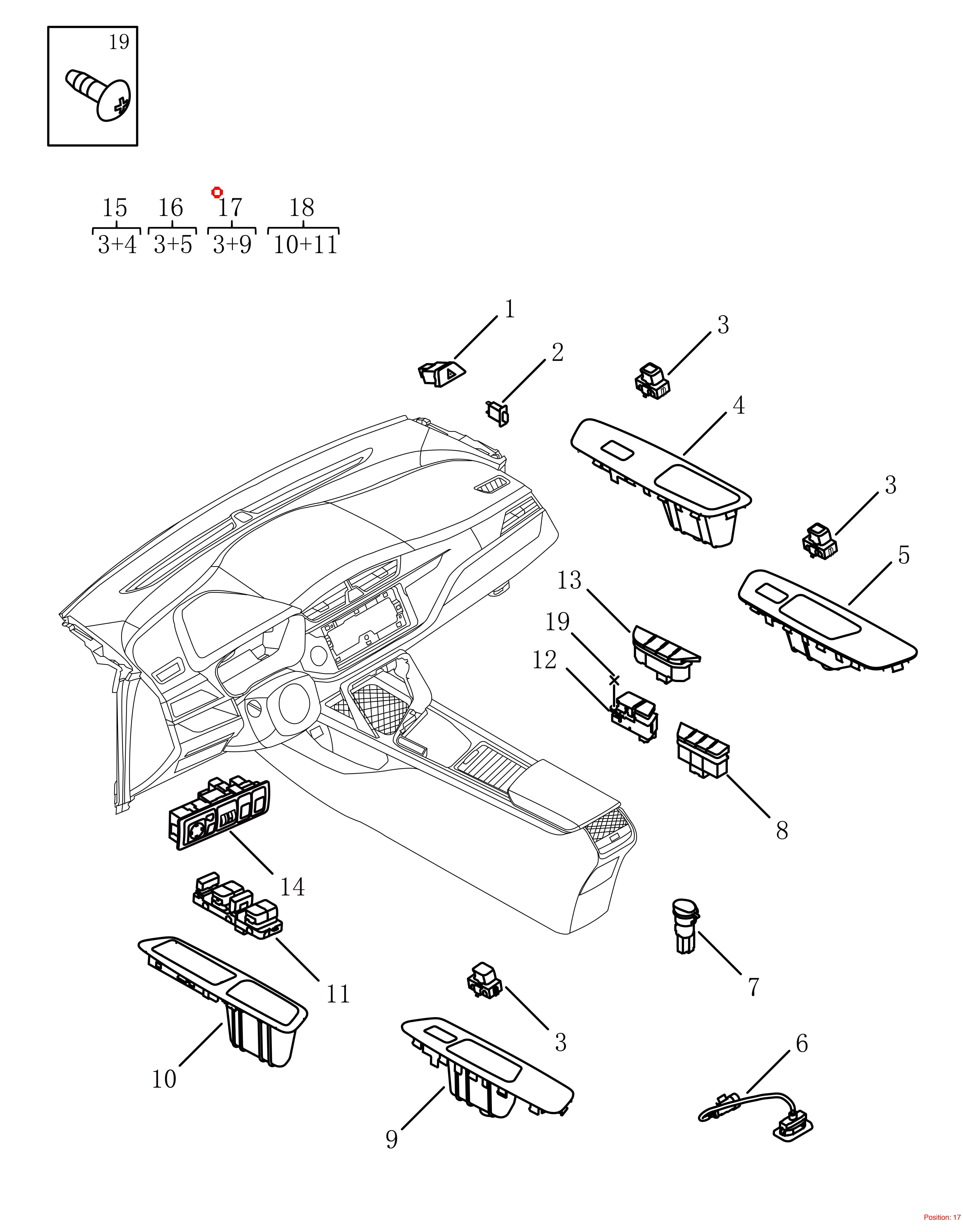 GEELY Door glass switch trim panel OEM 7045079300742 FOR Binrui 7045079300742-GEELY_OEM