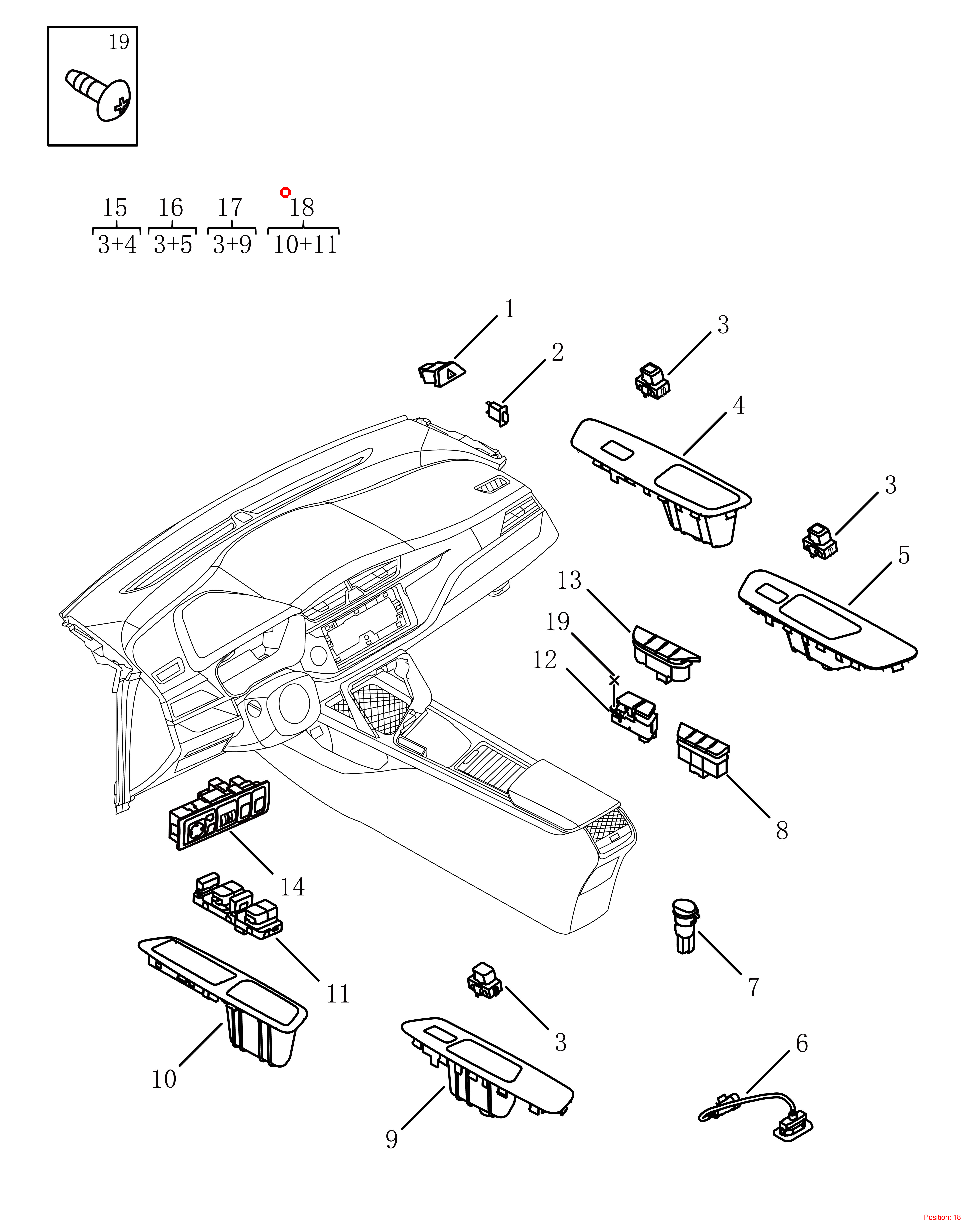 GEELY Door glass switch trim panel OEM 7045079600742 FOR Binrui 7045079600742-GEELY_OEM