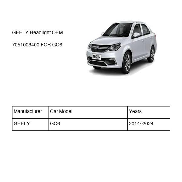 GEELY Headlight OEM 7051008400 FOR GC6 7051008400-GEELY_OEM