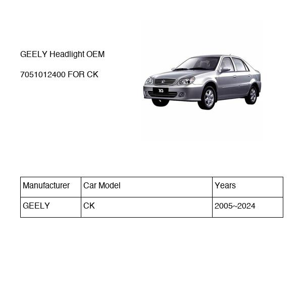 GEELY Headlight OEM 7051012400 FOR CK 7051012400-GEELY_OEM