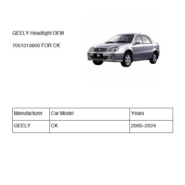 GEELY Headlight OEM 7051013600 FOR CK 7051013600-GEELY_OEM