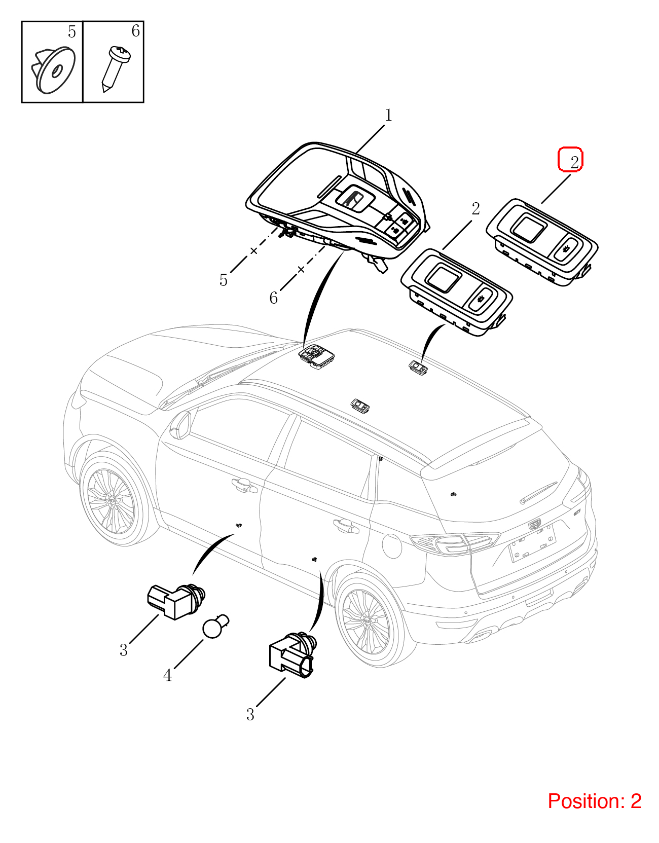 GEELY Reading light OEM 7063026000725 FOR OKAVANGO 7063026000725-GEELY_OEM