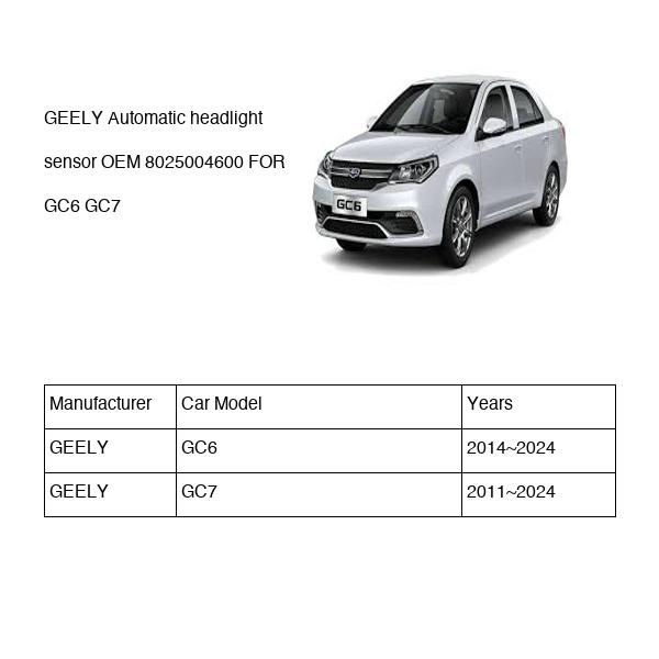 GEELY Automatic headlight sensor OEM 8025004600 FOR GC6 GC7 8025004600-GEELY_OEM