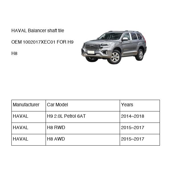 HAVAL Balancer shaft tile OEM 1002017XEC01 FOR H9 H8 1002017XEC01-HAVAL_OEM