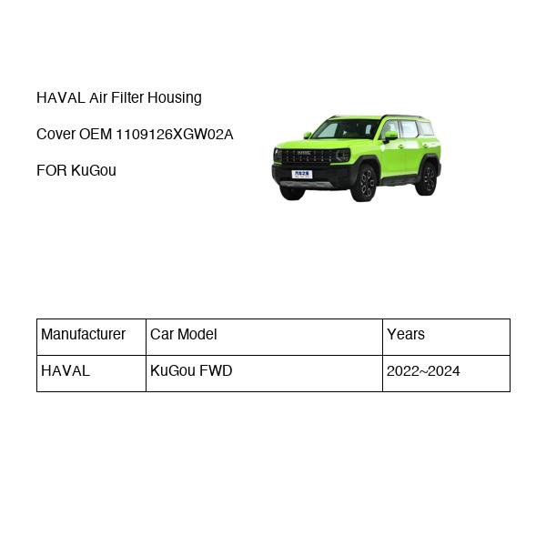 HAVAL Air Filter Housing Cover OEM 1109126XGW02A FOR KuGou 1109126XGW02A-HAVAL_OEM