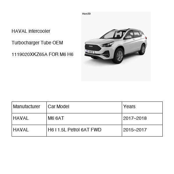 HAVAL Intercooler Turbocharger Tube OEM 1119020XKZ65A FOR M6 H6 1119020XKZ65A-HAVAL_OEM