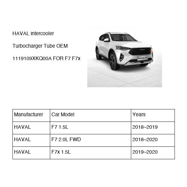 HAVAL Intercooler Turbocharger Tube OEM 1119109XKQ00A FOR F7 F7x 1119109XKQ00A-HAVAL_OEM
