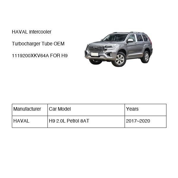 HAVAL Intercooler Turbocharger Tube OEM 1119200XKV64A FOR H9 1119200XKV64A-HAVAL_OEM