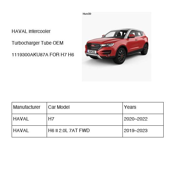 HAVAL Intercooler Turbocharger Tube OEM 1119300AKU87A FOR H7 H6 1119300AKU87A-HAVAL_OEM
