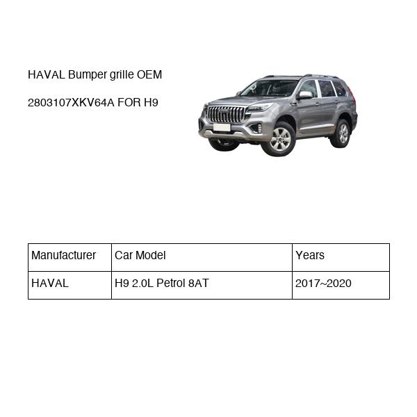 HAVAL Bumper grille OEM 2803107XKV64A FOR H9 2803107XKV64A-HAVAL_OEM