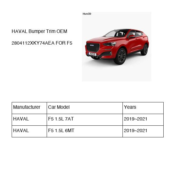HAVAL Bumper Trim OEM 2804112XKY74AEA FOR F5 2804112XKY74AEA-HAVAL_OEM