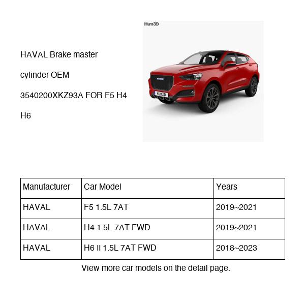 HAVAL Brake master cylinder OEM 3540200XKZ93A FOR F5 H4 H6 3540200XKZ93A-HAVAL_OEM