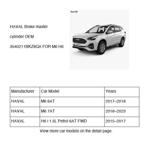 HAVAL Brake master cylinder OEM 3540211BKZ8QA FOR M6 H6 3540211BKZ8QA-HAVAL_OEM