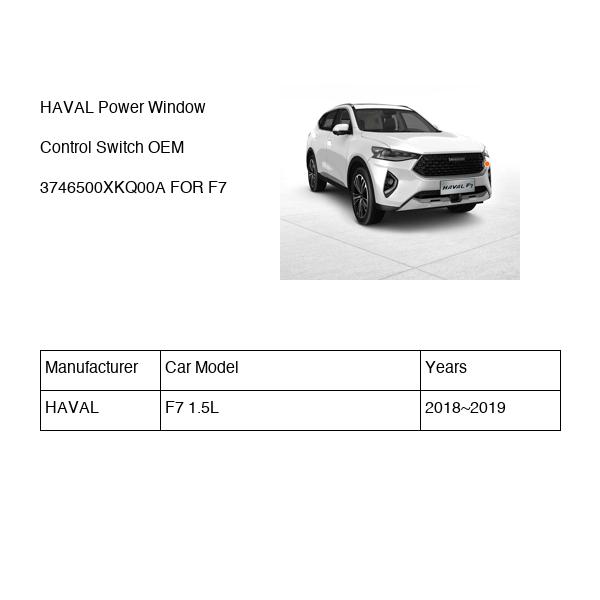 HAVAL Power Window Control Switch OEM 3746500XKQ00A FOR F7 3746500XKQ00A-HAVAL_OEM