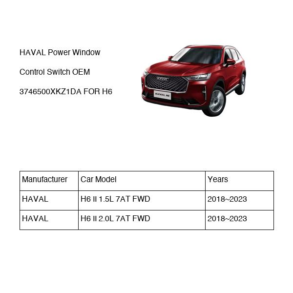 HAVAL Power Window Control Switch OEM 3746500XKZ1DA FOR H6 3746500XKZ1DA-HAVAL_OEM