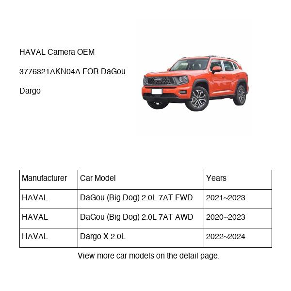 HAVAL Camera OEM 3776321AKN04A FOR DaGou Dargo 3776321AKN04A-HAVAL_OEM