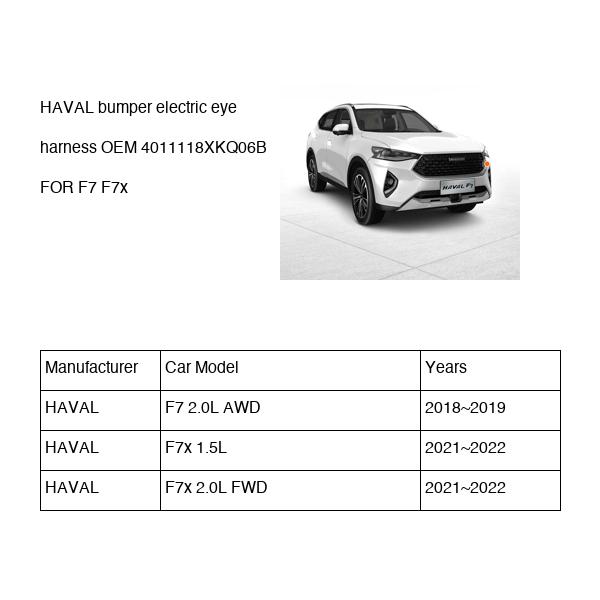 HAVAL bumper electric eye harness OEM 4011118XKQ06B FOR F7 F7x 4011118XKQ06B-HAVAL_OEM