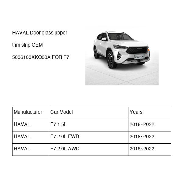 HAVAL Door glass upper trim strip OEM 5006100XKQ00A FOR F7 5006100XKQ00A-HAVAL_OEM