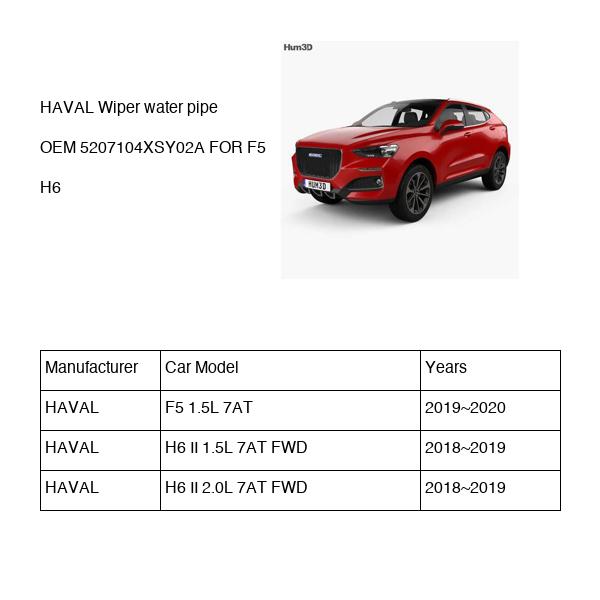 HAVAL Wiper water pipe OEM 5207104XSY02A FOR F5 H6 5207104XSY02A-HAVAL_OEM
