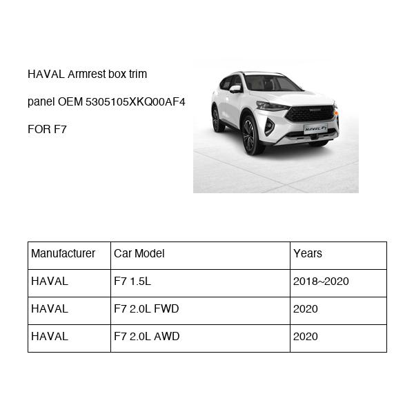 HAVAL Armrest box trim panel OEM 5305105XKQ00AF4 FOR F7 5305105XKQ00AF4-HAVAL_OEM