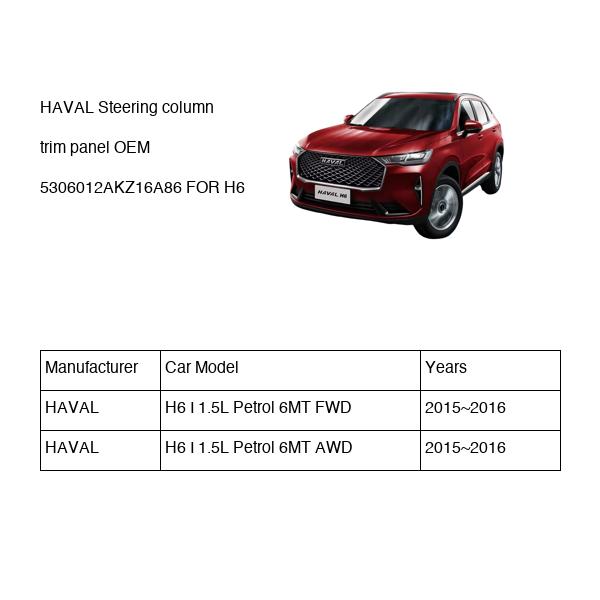 HAVAL Steering column trim panel OEM 5306012AKZ16A86 FOR H6 5306012AKZ16A86-HAVAL_OEM